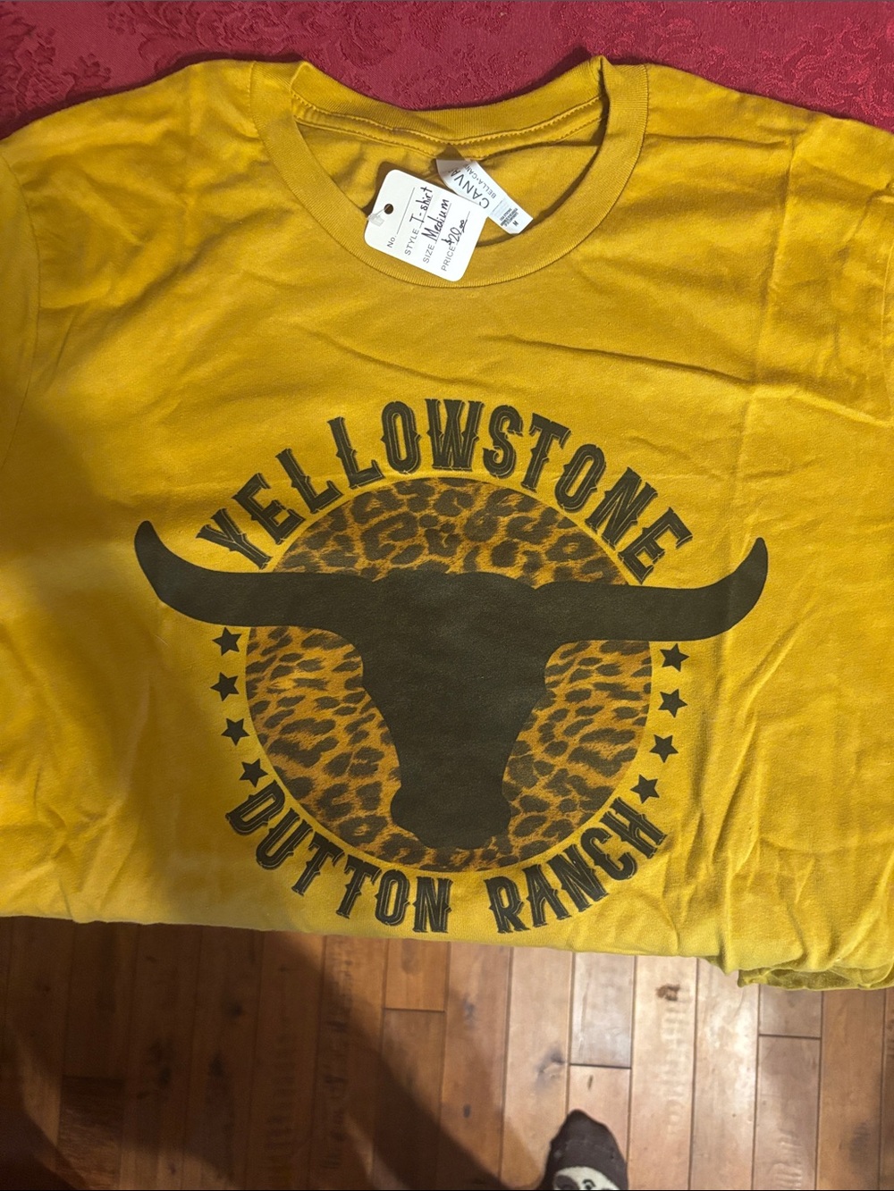Yellowstone, Dutton Ranch Tee with Black Longhorn & Leopard Print
